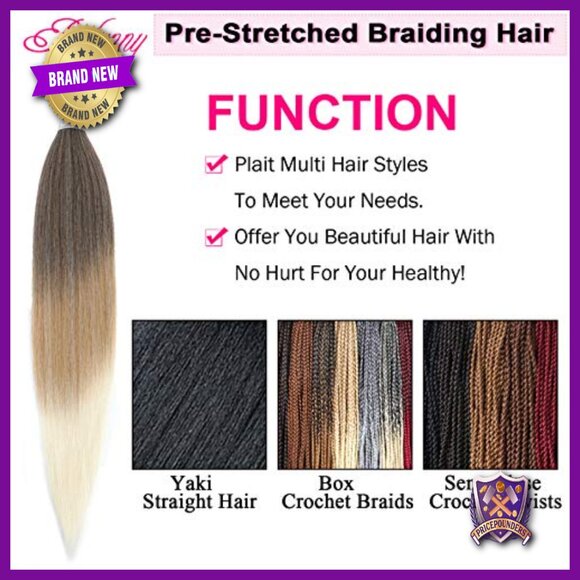 30 Inch Prestretched Synthetic Braiding Hair Bundles, 8 Packs, Yaki Straight main image 4